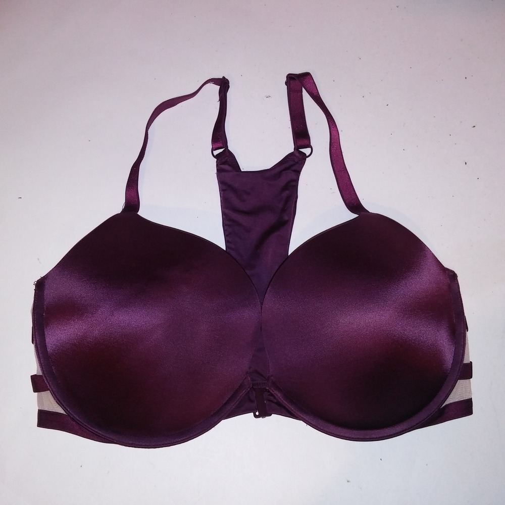 Victoria Secret Bra 36DD Very Sexy Push Up Purple Plum Kir Front Close Racerback - Picture 2 of 8